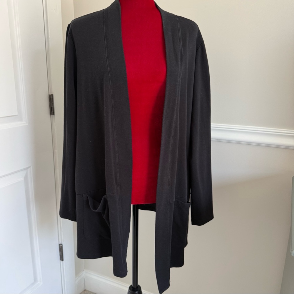 Susan Graver Lifestyle brushed back knit cardigan with pockets